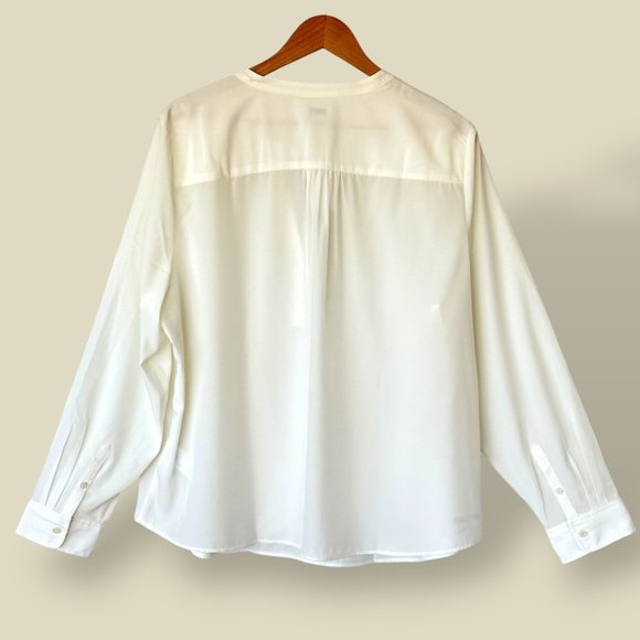 NEW J.Crew Popover Placket Blouse in Ivory Career Preppy Sheer Boho Plus Size 2X - Picture 4 of 11